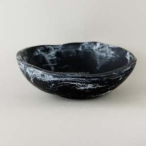 Grand bol rond en résine de l'Inde écologique pour salade, dessus de table de cuisine, servir et mélanger avec une cuillère couverts - Product Image 5