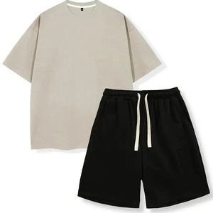 ชุดเซ็ตเสื้อผ้าลำลองผู้ชายแบบสปอร์ต รุ่นใหม่ล่าสุด ไซส์ใหญ่ ผ้าโพลีเอสเตอร์/คอตตอน น้ำหนักเบา เหมาะสำหรับฤดูร้อน แบบโอเวอร์ไซส์ สองชิ้น - Product Image 5