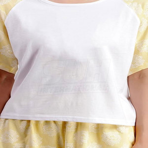 Ensemble décontracté deux pièces pour femme, t-shirt et short au-dessus du genou, 100 % coton, personnalisable avec logo, idéal pour l'été – Meilleures ventes - Product Image 5