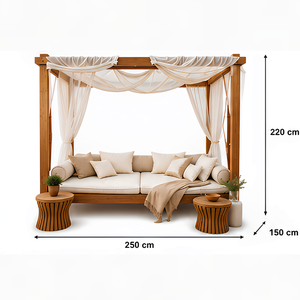 Cama de Día de Lujo con Toldo de Madera de Teca Sólida para Exteriores, Sofá Moderno para Jardín, Patio, Terraza, Resort, Hotel, Villa - Product Image 2