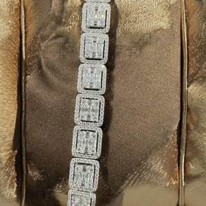 <b>Baguette</b> Cut Moissanite <b>Bracelet</b> VVS D Color 925 Silver Luxury Iced Tennis Link <b>Bracelet</b> Micro Pave OEM ODM Wholesale - Product Image 2