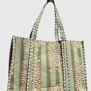 Bolso Tote Acolchado de Algodón con Estampado de Tigre, Estilo Bohemio, Abierto por Arriba, para Mujer, para Compras y Viajes - Product Image 4
