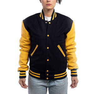 Veste varsity pour femme de haute qualité, manches longues, matière respirante en coton, design haut de gamme avec deux poches latérales. - Product Image 1