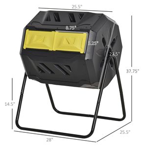 Poubelle à compost jaune de 43 gallons, composteur extérieur à double chambre rotatif à 360 ° - Product Image 5