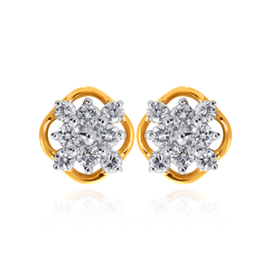 Luxury Flower Halo Lab Grown Diamond <b>Stud</b> <b>Earrings</b> 18K Yellow Gold Elegant Wedding Jewelry - Product Image 1