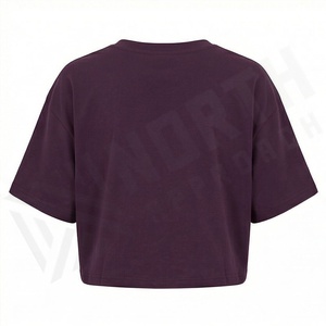 Camiseta Corta Personalizada de Color Sólido con Cuello Redondo para Mujer, Prenda de Moda Informal y Transpirable de Manga Corta - Product Image 2