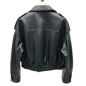 Vestes en cuir de qualité supérieure pour femmes veste en cuir véritable noir en peau de mouton épaisse pour femmes vestes en cuir pour dames personnalisées en gros - Product Image 5