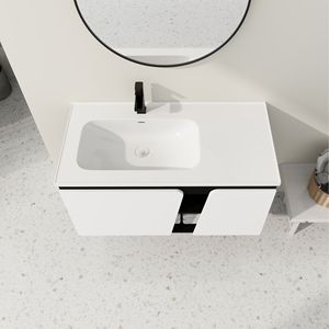 40\" Floating <b>Wall</b> <b>Mounted</b> Bathroom Vanity with Ceramic Sink & Soft-Close <b>Cabinet</b> Door - Product Image 4