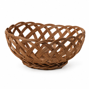 Panier à fruits rond en bambou sculpté, écologique et personnalisable, avec treillis ouvert, pour servir le pain, décoration de table, vente en gros - Product Image 5