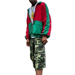 Veste coupe-vent KY Retro Jamaica Color Block pour homme, coupe ample, fermeture éclair intégrale, col montant, style vintage, sportswear, hip hop, streetwear, décontracté - Product Image 2
