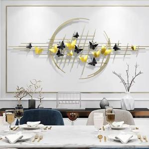 Contemporary Metal Wall <b>Art</b> Geometric Butterfly Design Gold Frame Home Decoration <b>Large</b> 33-40 Inch - Product Image 5