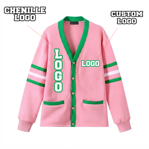 Make Your Custom Good Quality V-Neck for Sorority/Fraternity/Schools/Colleges/Universities Logo Fleece <b>Cardigans</b> <b>Sweaters</b> - Product Image 1
