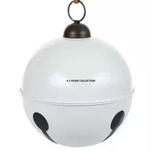 Boule de Noël suspendue au design admirable, finition blanche, décorative, personnalisable, en métal, en fer, vierge pour sublimation - Product Image 1