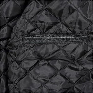 Chaqueta de invierno de moda y alta calidad con mangas de cuero genuino para hombre, con logo bordado en chenilla, unisex. - Product Image 4