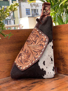 Sacs à dos de randonnée en cuir repoussé à la main pour femmes petits sacs à bandoulière en cuir véritable sacs de poitrine décontractés pour téléphone - Product Image 2