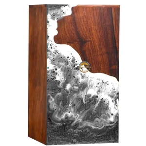 Ocean Inspired Resin & Natural Wood Cremation Urn Handmade Blue Wave Funeral Ashes Box by AYAANS - Product Image 3