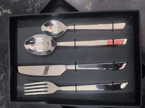 Ensemble de couverts en acier inoxydable avec manches en métal Dream Craft, finition polie miroir, pour steak, dessert, repas occidentaux, thé, dîner - Product Image 4