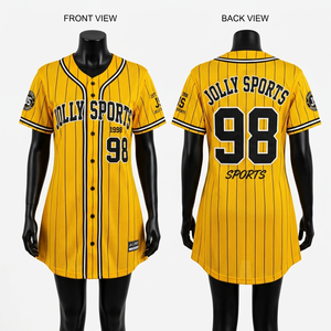 Maillot de baseball en maille polyester 180 GSM pour femme, crème et noir, avec logo personnalisé brodé en twill, maillot de baseball en coton - Product Image 4