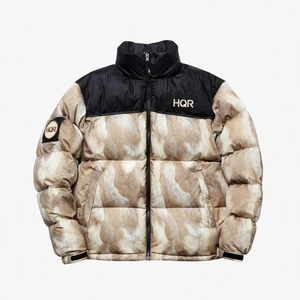 HQR Unisex Solid Puffer Jacket Hooded Zipper Closure Breathable Windproof Standard Thickness <b>Winter</b> Casual High Street <b>Fleece</b> - Product Image 2