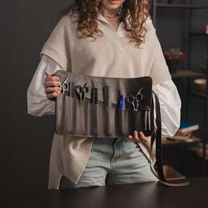 Étui vintage en cuir pour ciseaux de barbier, porte-ciseaux de coiffure, organisateur d'outils de salon à la ceinture, protection décontractée anti-odeur - Product Image 6