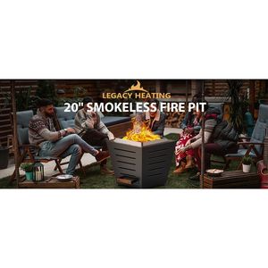 Pozzo del fuoco esterno portatile in acciaio inossidabile da 20 pollici con caminetto a legna senza fumo manici per portacenere estraibili in nero - Product Image 1