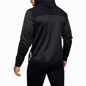 Conjunto de Sudadera Unisex Negra con Cierre de Cremallera, Manga Larga, Patrón Geométrico, Ropa Deportiva Casual, Bolsillos Laterales, Corte Holgado - Product Image 3