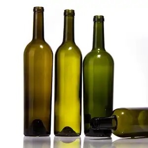 750ml ขวดแก้วฝ้าต่างๆ ขวดแชมเปญเปล่าสีเหลืองอําพันกลม ผู้ผลิตขวดไวน์แก้วขายส่ง