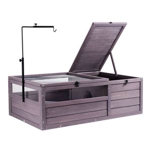 Terrario Regolabile in Legno per Tartarughe con Portalampada, Recinto per Rettili da Interno ed Esterno con 2 Ambienti per Ricci - Product Image 3