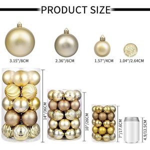 Set di 24 Palline di Natale in Oro Champagne, Decorazioni Infrangibili per Albero di Natale, Ornamenti Natalizi - Product Image 5