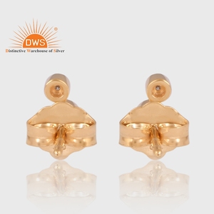Boucles d'oreilles clous de luxe en or jaune massif 9 carats avec diamants CVD de laboratoire taille brillant et sertissage pavé pour femme, idéales pour mariage - Product Image 4