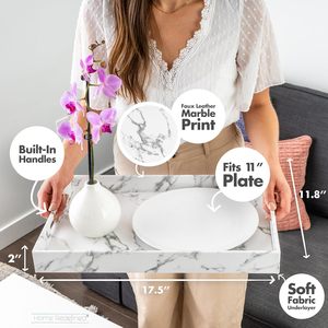 Premium Rectangular Marble Look Serving Tray Cutout Handles Portable Dishwasher Safe for Jewelry Tableware Display Luxury - Product Image 4