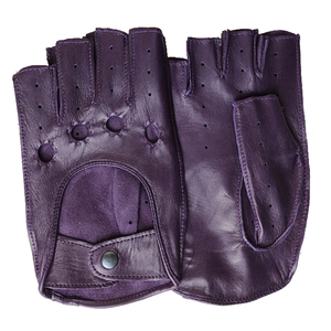 Gants de musculation pour hommes en cuir noir solide, respirants, légers, demi-doigts, fermeture à enfiler, toutes saisons - Product Image 3