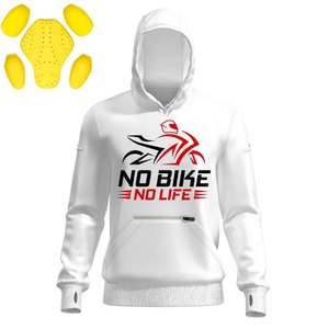 Sudadera con capucha No Bike No Life, unisex, blanca, de manga larga, con estampado digital, transpirable, para todas las estaciones, ropa de motocicleta - Product Image 1