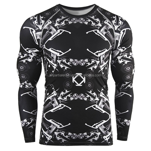 Chemises de compression MMA imprimées avec logo personnalisé de haute qualité pour hommes Protège-éruption à manches longues à haute compression pour l'entraînement en salle de sport OEM - Product Image 3
