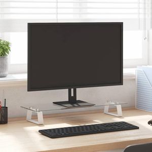 ขาตั้งจอภาพและแล็ปท็อปแบบกระจกนิรภัยและโลหะ สีขาว ขนาด 23.6"x7.9"x3.1" - Product Image 1