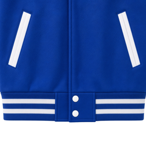 Zeta Phi Beta Fleece Jacket Women Royal Blue White Sleeve Varsity Snap <b>Button</b> Script Shield Crest Sorority Letterman <b>Coat</b> - Product Image 5