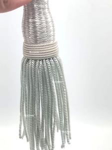 French Style <b>Silver</b> Metallic Tassels Pair Decorative <b>Wire</b> Fringe for Ceremonial Style Accessories - Product Image 3
