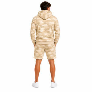 Ensemble sweat à capuche et short imprimé camouflage pour homme, en coton léger, style streetwear décontracté, tenue de sport assortie, coupe régulière, pour l'automne - Product Image 2