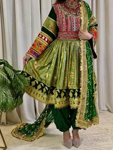 Vestido Tradicional Afgano Bordado a Mano, 100% Poliéster, Corte en A, Largo hasta la Rodilla, para Mujer, Vestidos de Alta Calidad para Bodas y Fiestas, Regalo - Product Image 2