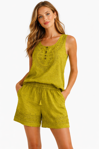 Women's <b>Viscose</b> Embroidered <b>Top</b> and Short Set Manufacturer - Product Image 4