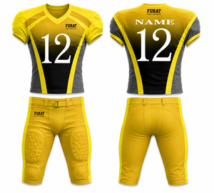 Conjunto de Jersey de Fútbol Americano FURAT LEATHERS, Negro y Verde, Cuello en V, Manga Corta, Impresión Digital, Poliéster que Absorbe la Humedad, para Adultos - Product Image 1