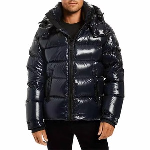 High Quality <b>Men</b> Winter Puffer <b>Jacket</b> Hooded <b>Down</b> <b>Filled</b> Windproof Casual Zipper Closure Regular Fit Solid Color Thick Outerwear - Product Image 1