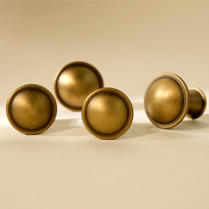 Vintage Antique Brass <b>Cabinet</b> Knob Rounded Dome Drawer Pull Decorative Furniture Hardware <b>Retro</b> Cupboard Handle - Product Image 1