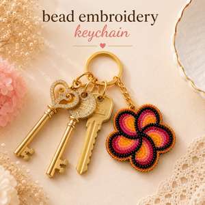 Stylish Handmade Beaded Keychain Decorative Embroidered <b>Key</b> <b>Ring</b> <b>Accessory</b> for Women Girls Teens Bags and Special Occasion Gifts - Product Image 3