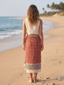 Pañuelo Sarong de Algodón Hecho a Mano al por Mayor, con Estampado Floral y de Hojas, Largo, para Playa, Estilo Boho, Cubre Traje de Baño, Esencial para Viajes de Verano en Resorts Tropicales - Product Image 4