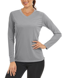 Camiseta Básica de Manga Larga para Mujer, Venta al por Mayor de Fábrica de Ropa, Camisas de Manga Larga Ajustadas para Mujer, OEM ODM - Product Image 1
