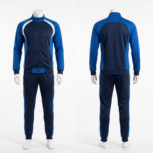 <b>Mens</b> Soccer Tracksuit 280 GSM Premium Polyester Spandex <b>Navy</b> Blue Hooded Custom Embroidery Print Logo Set - Product Image 4