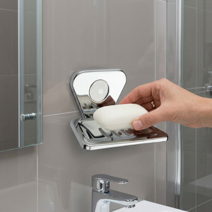 Porte-savon mural en acier inoxydable, finition chromée robuste, avec fentes de drainage, pour salle de bain et lavabo - Product Image 2
