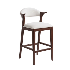 Chaise de bar rembourrée moderne avec dossier en bois massif et accoudoirs fixes pour usage commercial dans les cafés, hôtels, cuisines, sous-sols - Product Image 3
