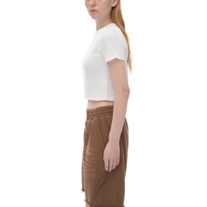 Camiseta Blanca Ajustada de Algodón para Mujer, Cuello Redondo, Estilo Básico, Casual, al por Mayor - Product Image 5